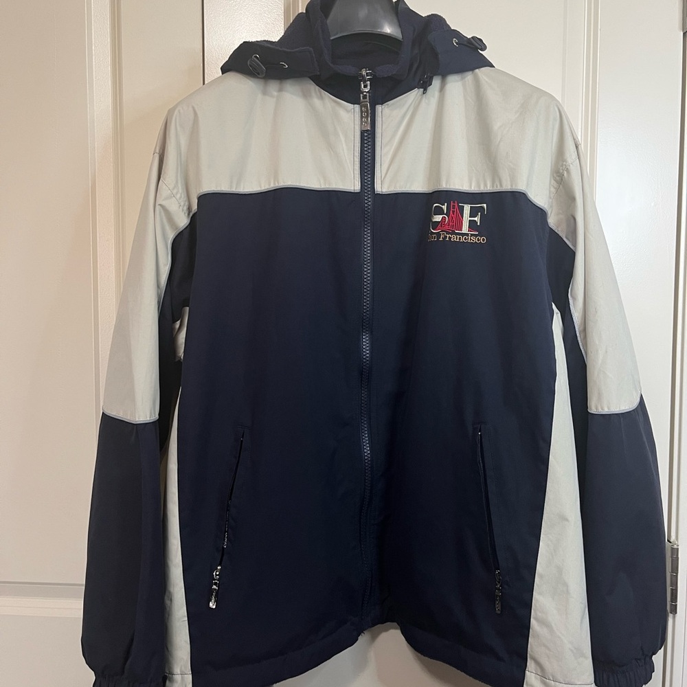 CAF San Francisco Navy and Beige Jacket Reversible size Large
